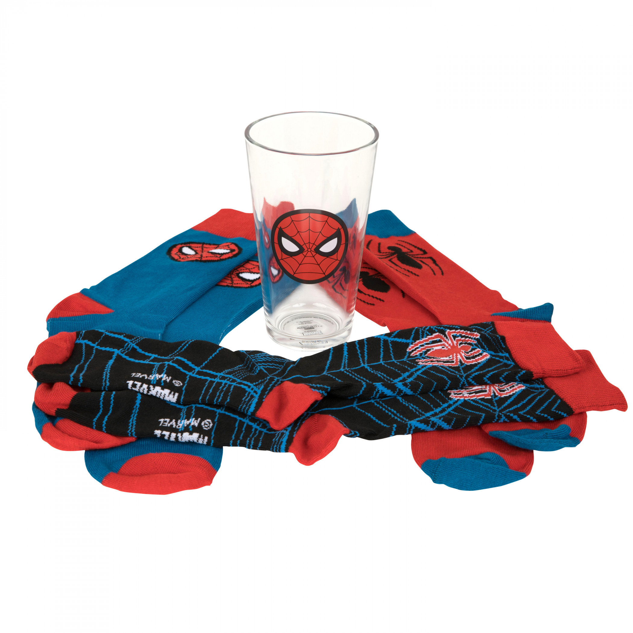 Spider-Man 3-Pack of Crew Socks and Pint Glass Gift Set